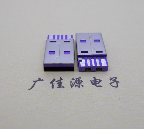 广东usb A公5p短路焊线大电流紫色胶芯