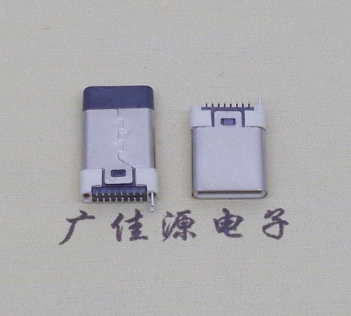 USB3.1 接口type-c16p插座铆压立贴公头H=11.9高度